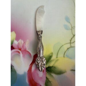 Antique Victorian Caviar Knife Sterling Silver Handle MOP Shell Blade 3.5"